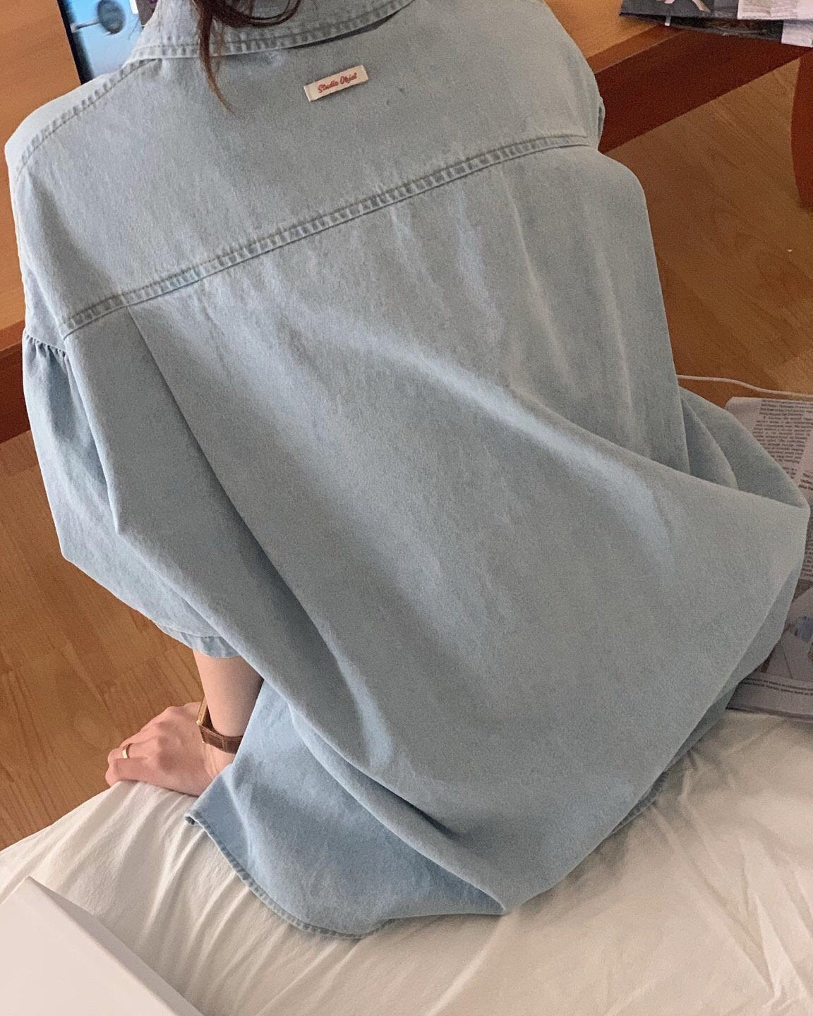 Abi + Ari Black Label Oversized Denim Polo Shirt