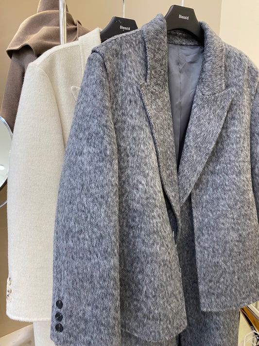 <Abi + Ari Black> Alpaca Handmade Vest Long Coat