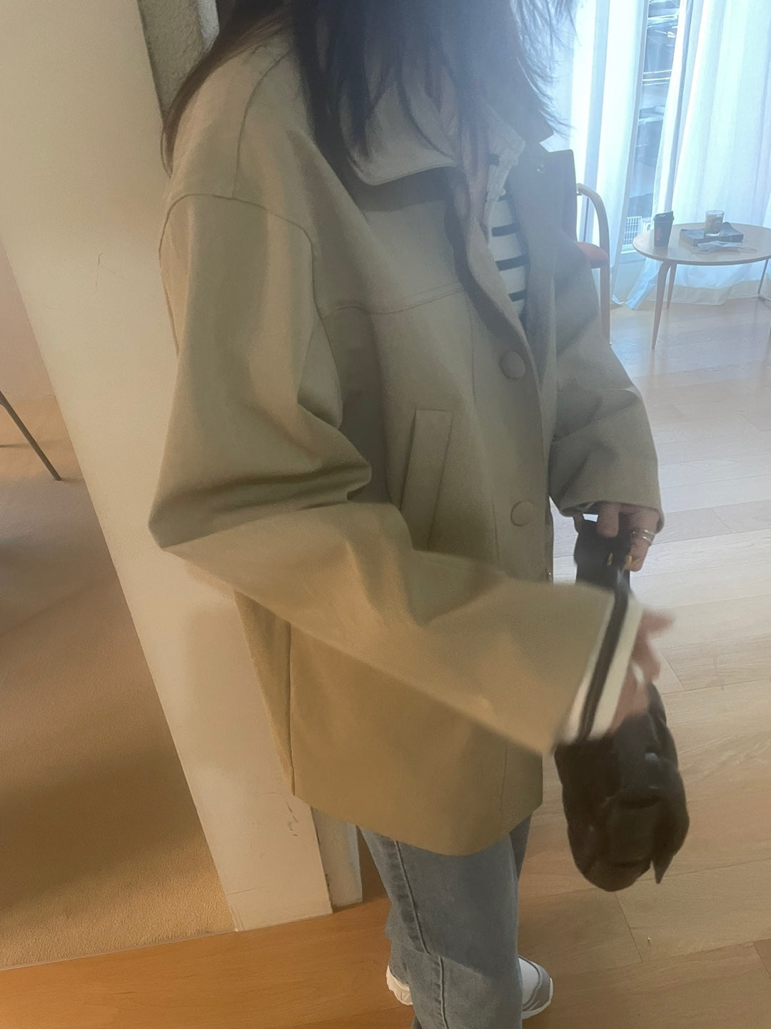 <Abi + Ari> Black Label Vegan Long Jacket