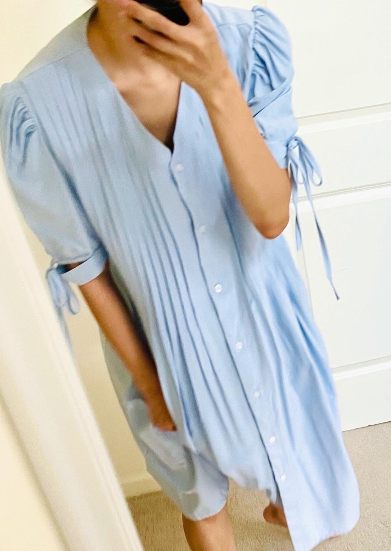 Bow Pintuck Robe dress