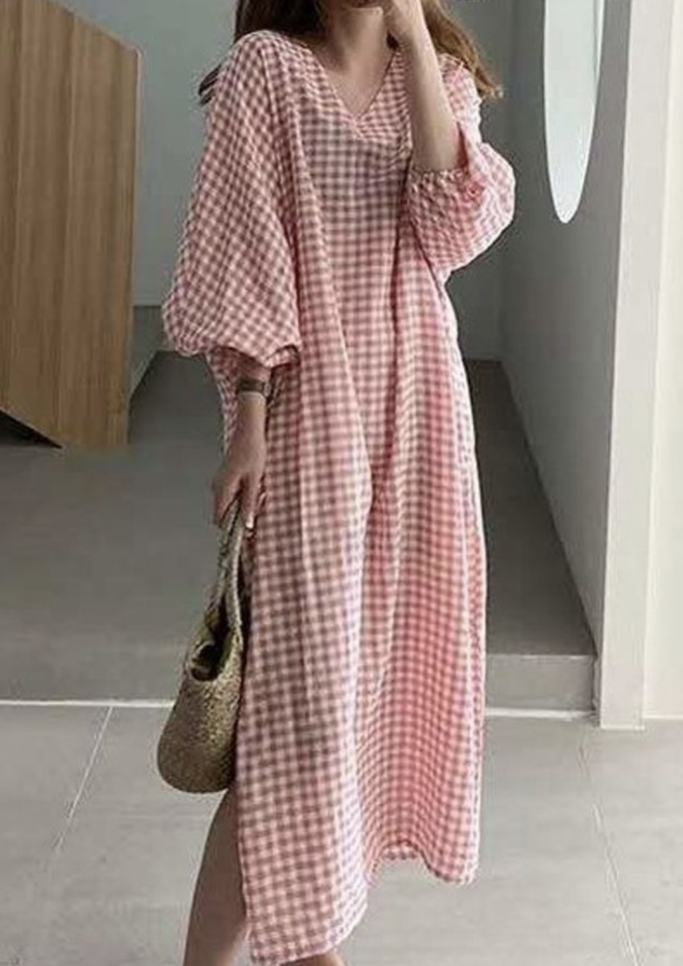 Gingham Cocoon Lounge Dress