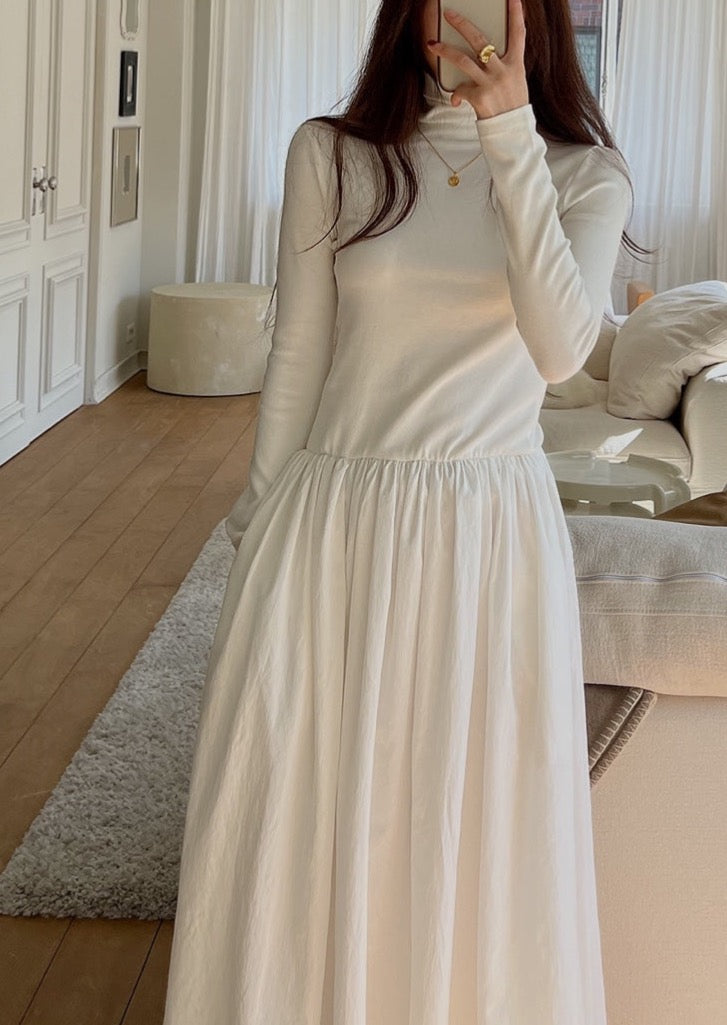 Turtleneck Combo Maxi Dress