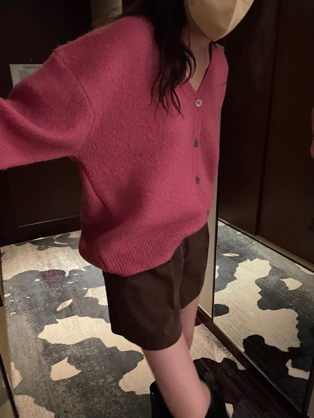 Brushed Wool / Alpaca Cardigan - 1 Left in Magenta