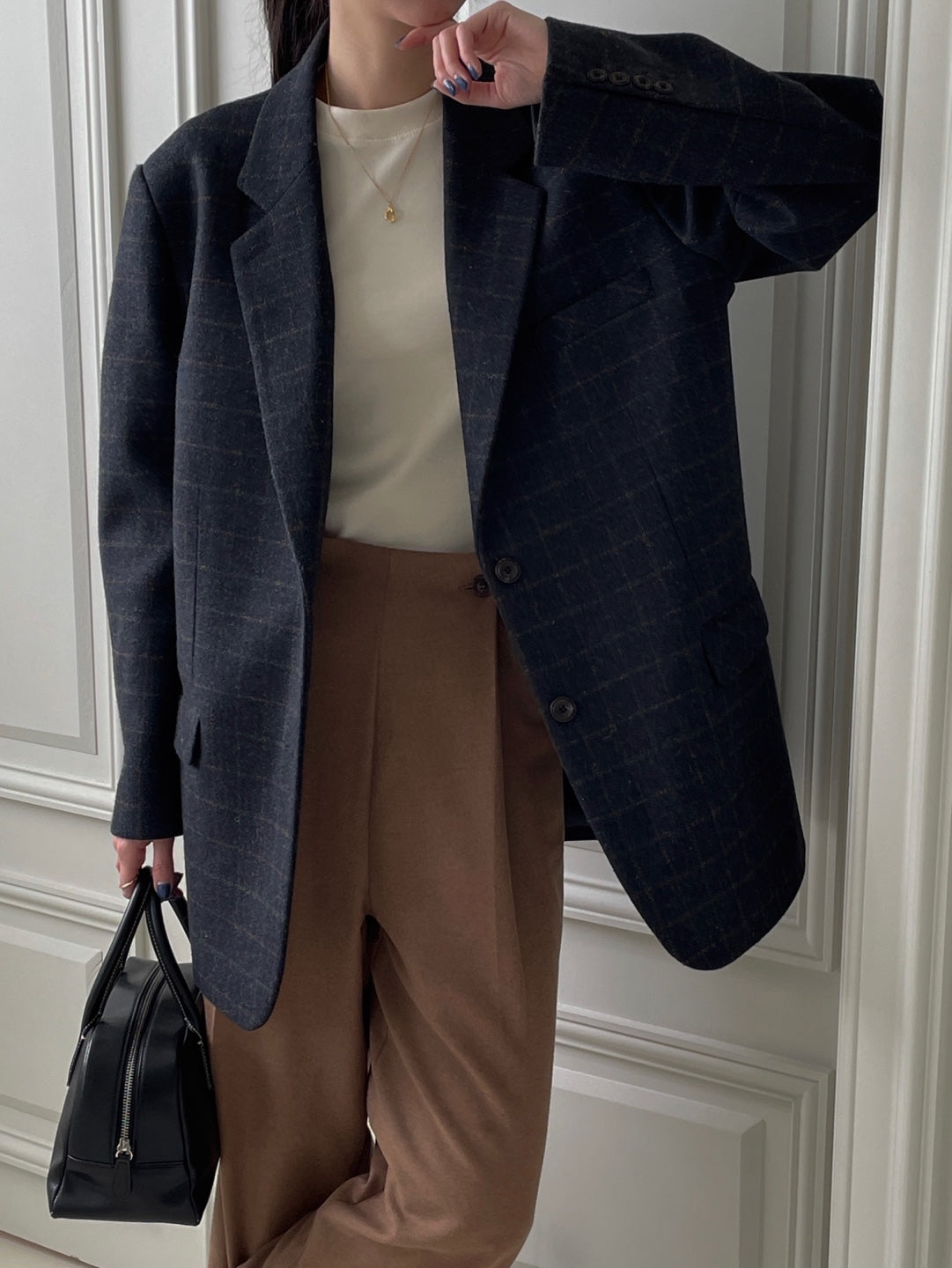 Wool Check Blazer - Navy Check