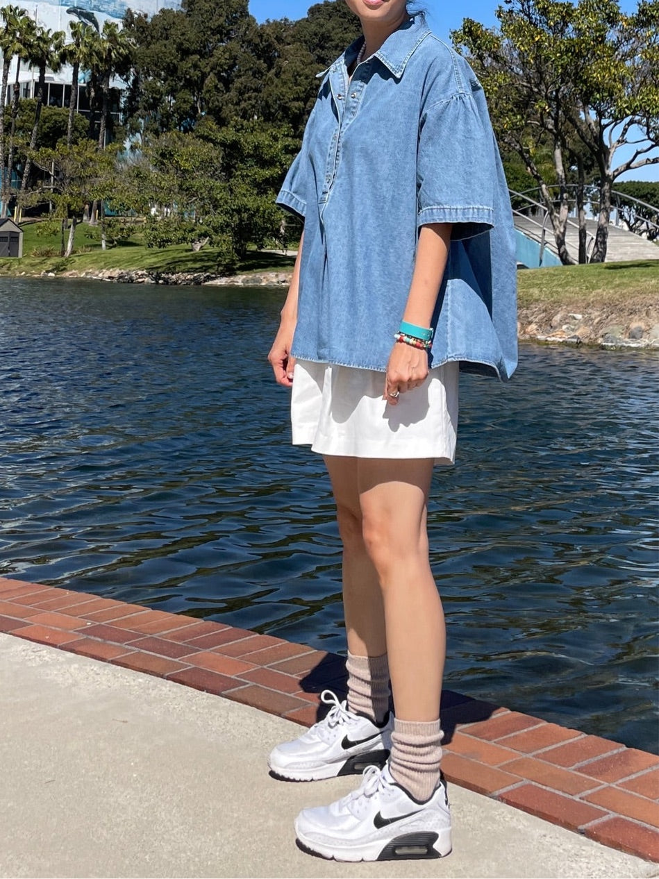 Abi + Ari Black Label Oversized Denim Polo Shirt