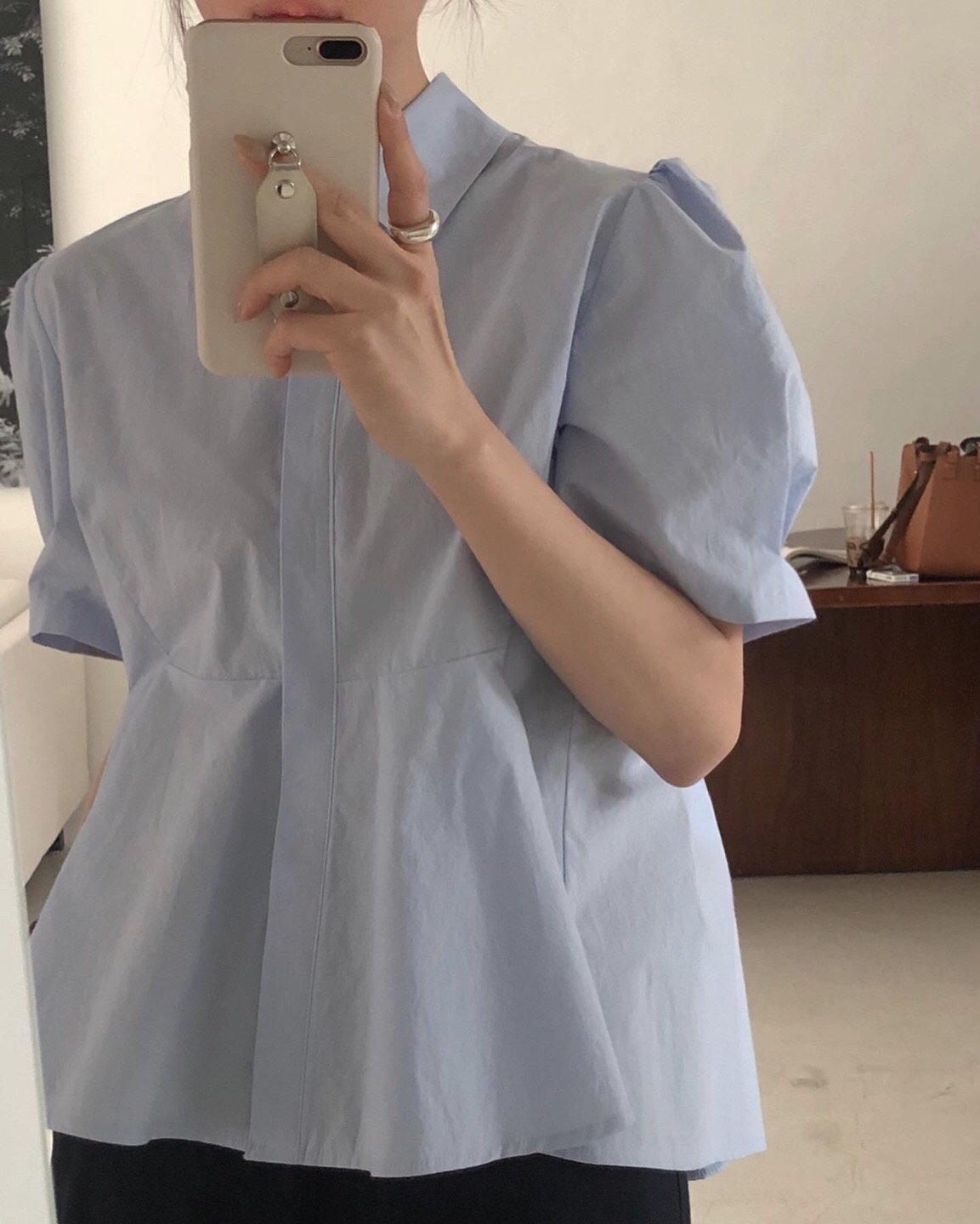 Abi + Ari Black Label Pleated Tail Shirt