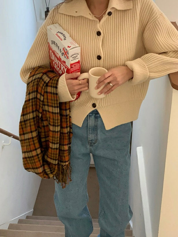 Turtleneck Wool Cardigan