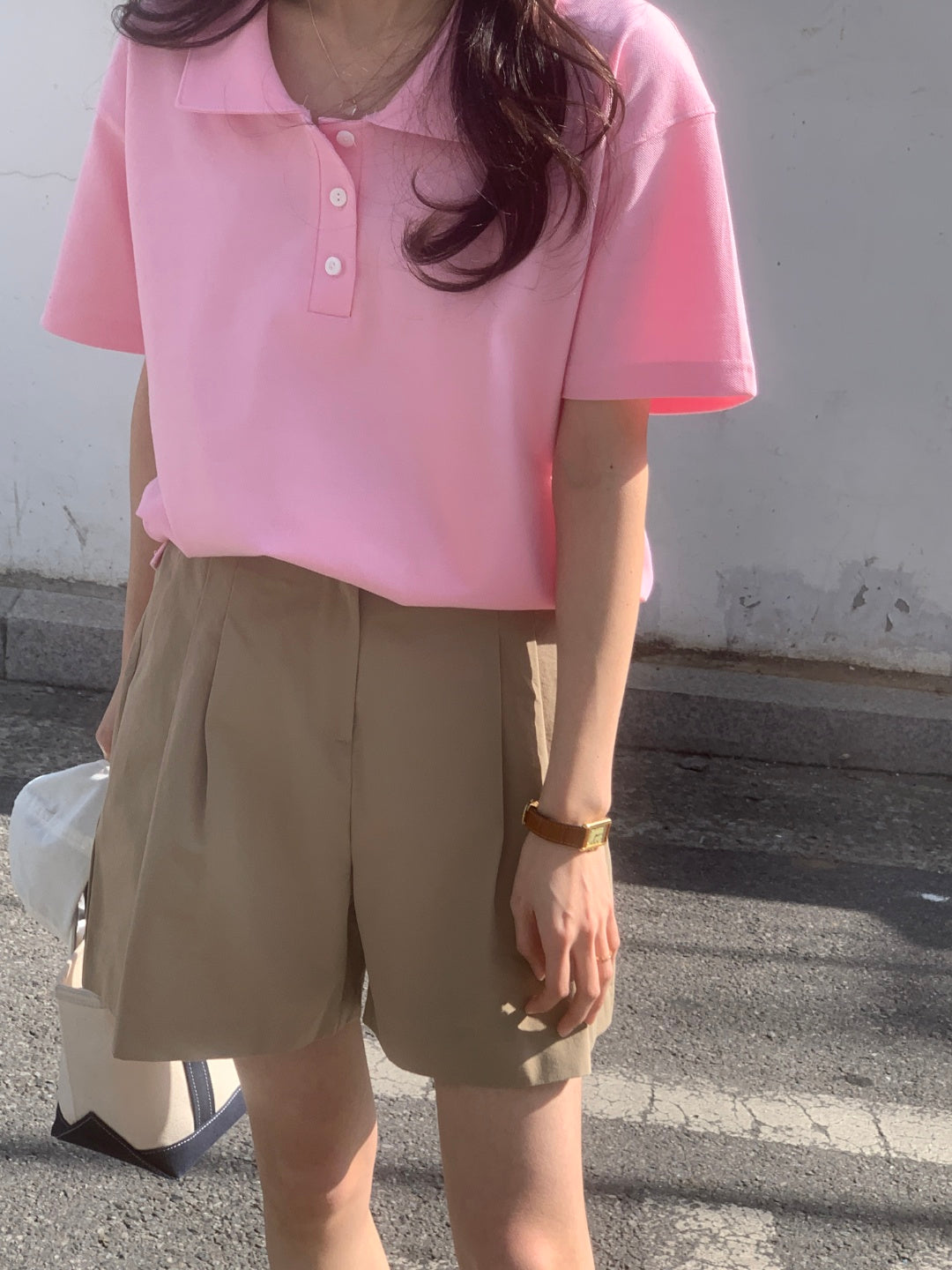 Dropped Neckline Pique Shirt