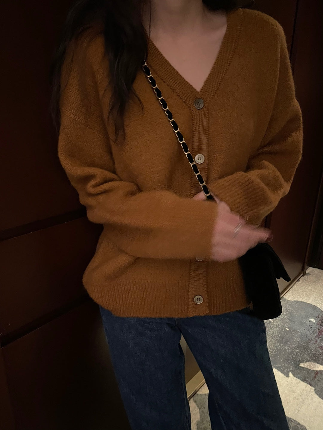 Brushed Wool / Alpaca Cardigan - 1 Left in Magenta