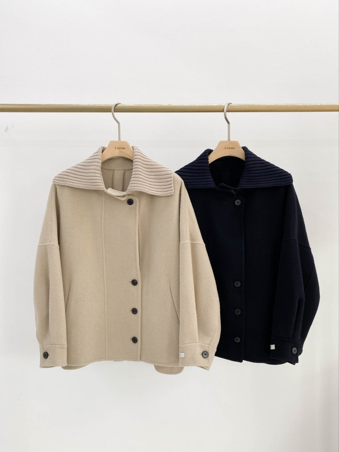 <Abi +Ari Black Label> Hand Made Coat with Sweater Collar