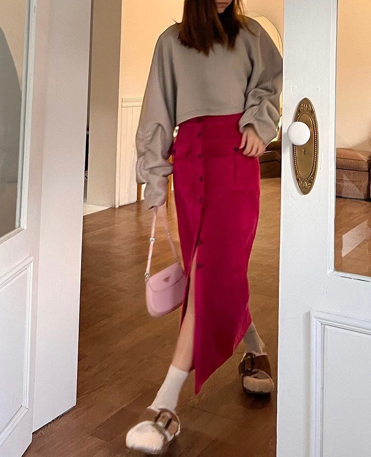 <Abi + Ari Black Label> Corduroy Long Skirt
