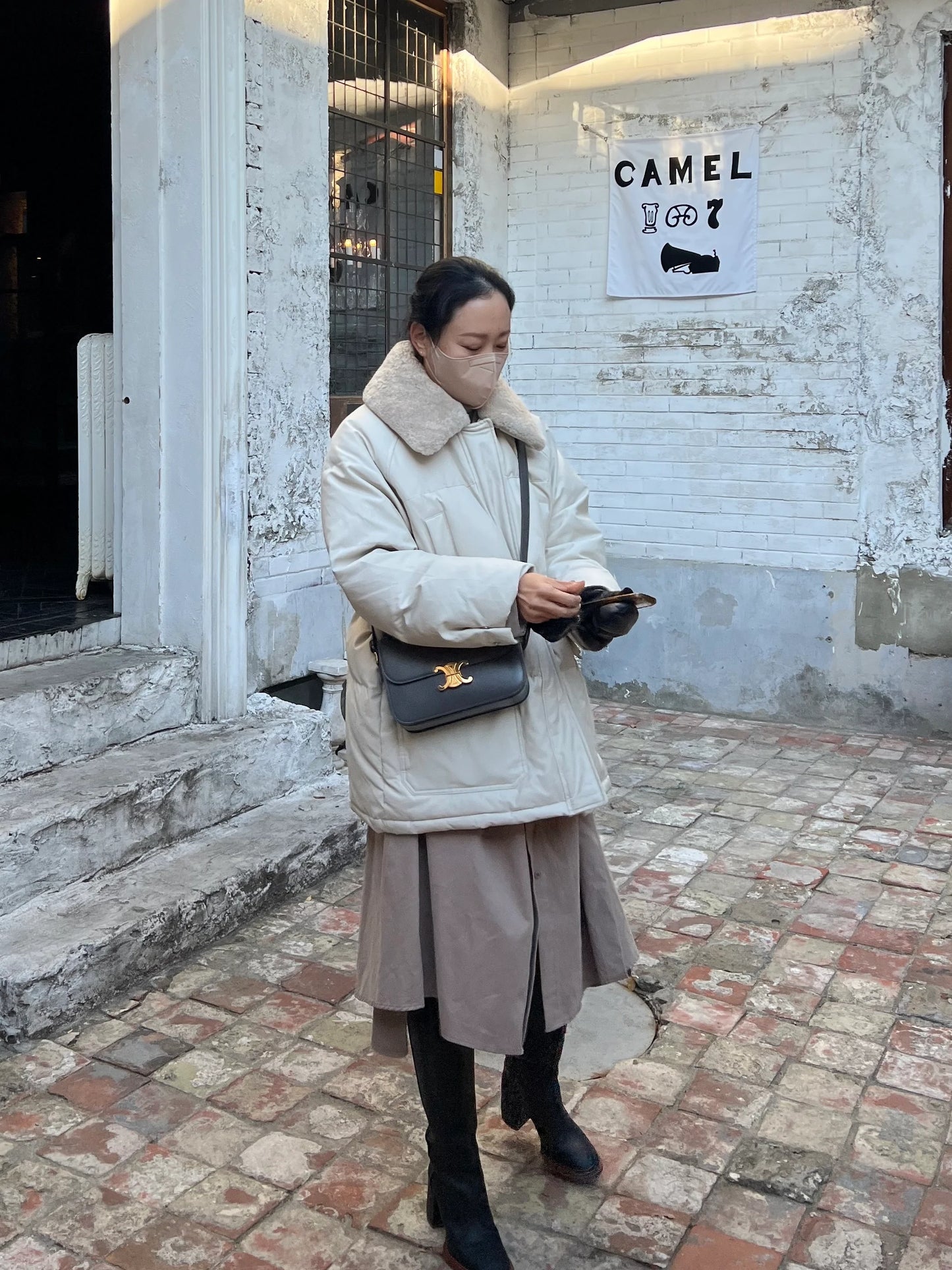 Duck Down With Shearling Collar