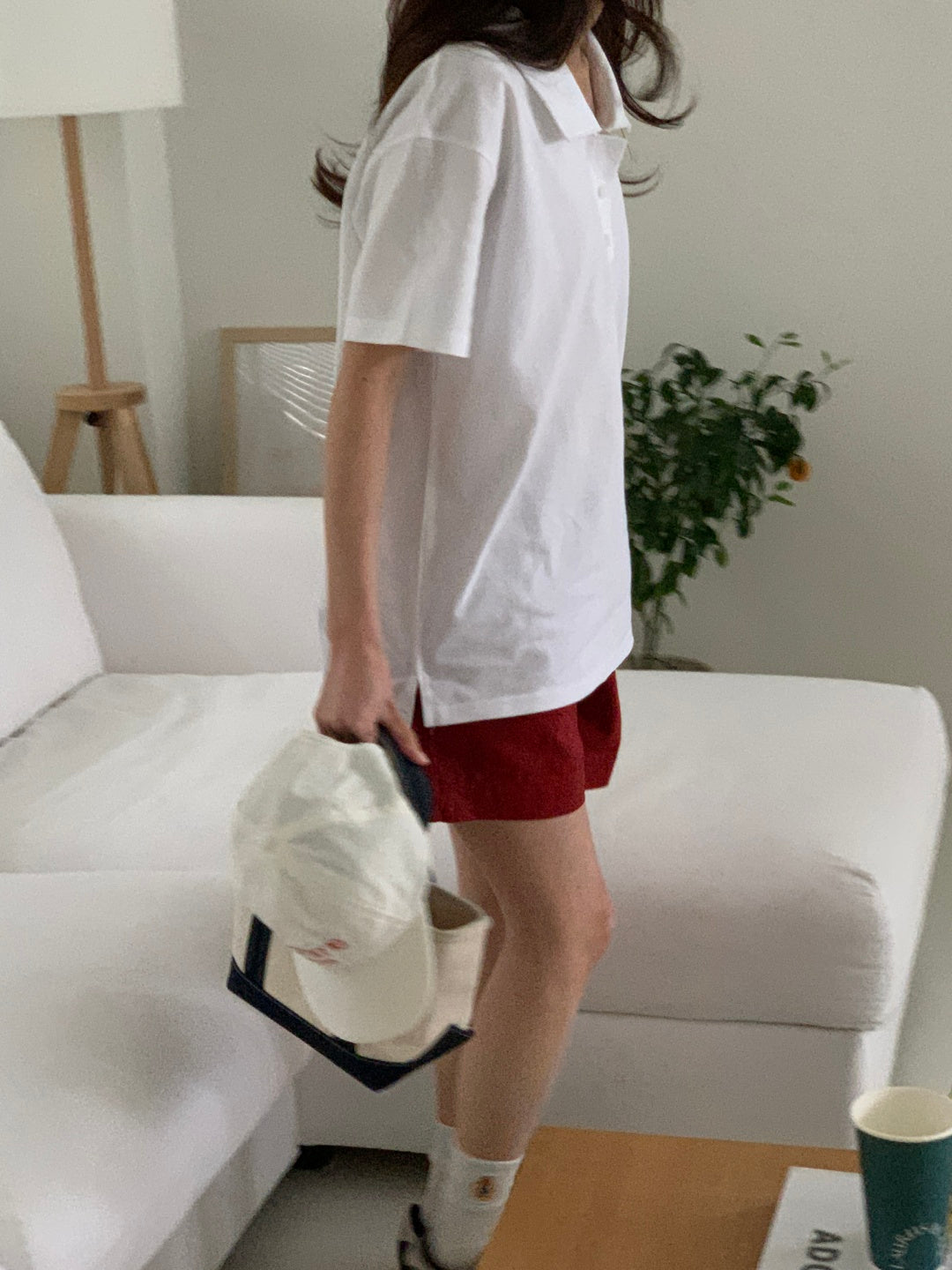 Dropped Neckline Pique Shirt