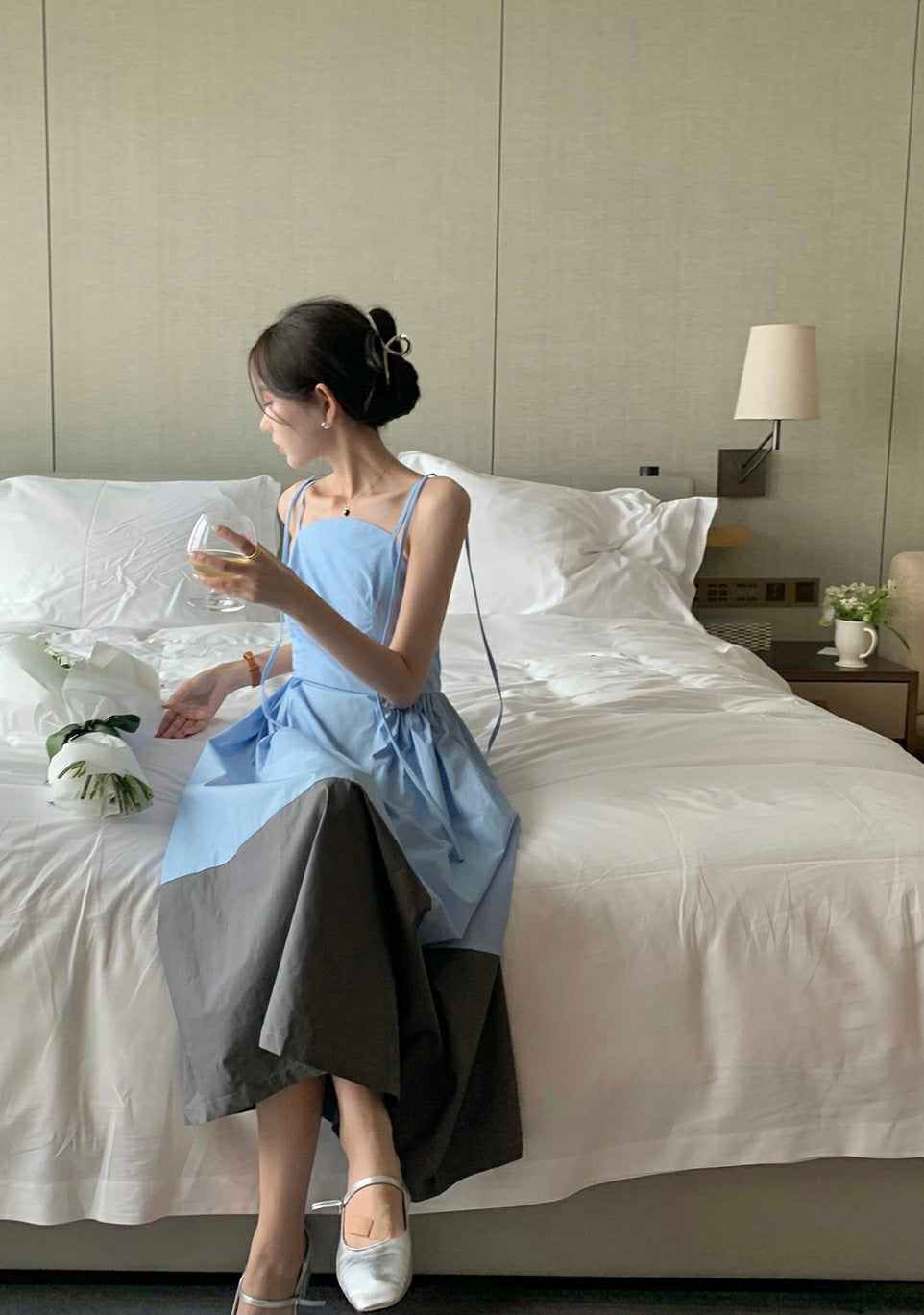 Colorblocked Smocking Dress - petite size only