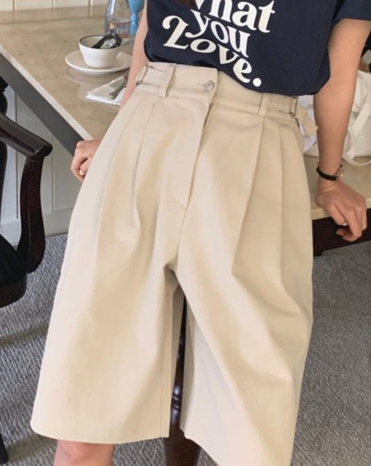 Cotton Twill Bermuda Shorts - Straight