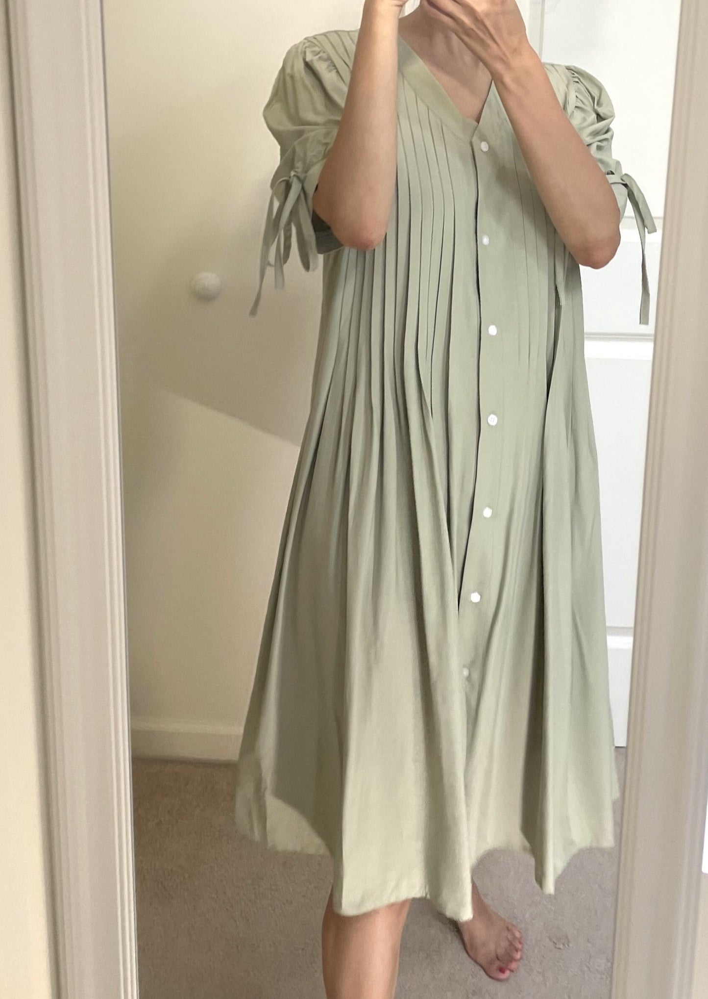 Bow Pintuck Robe dress