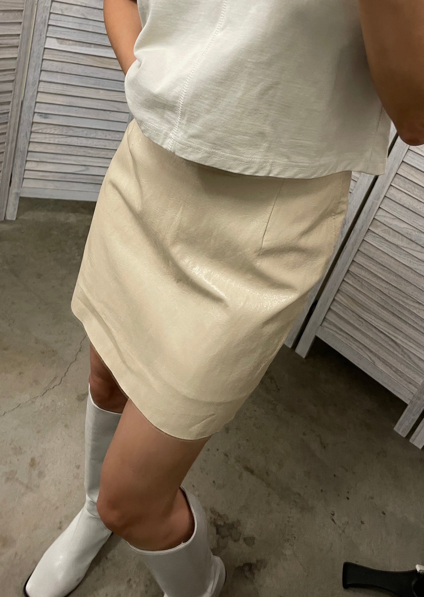 Abi +Ari Collection Vegan Leather Mini Skirt