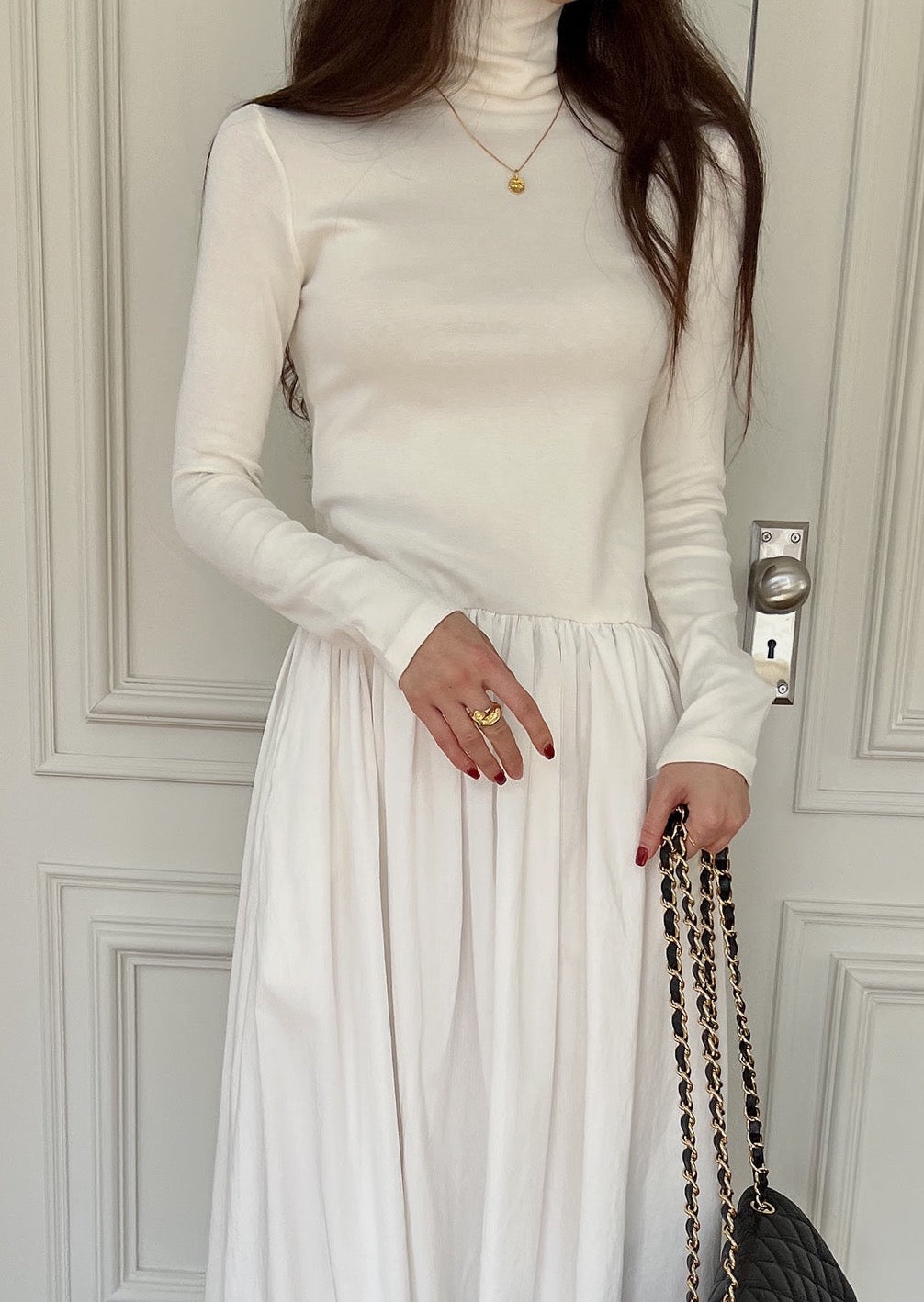 Turtleneck Combo Maxi Dress
