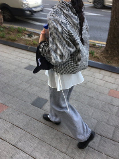 Gingham Nylon Windbreaker