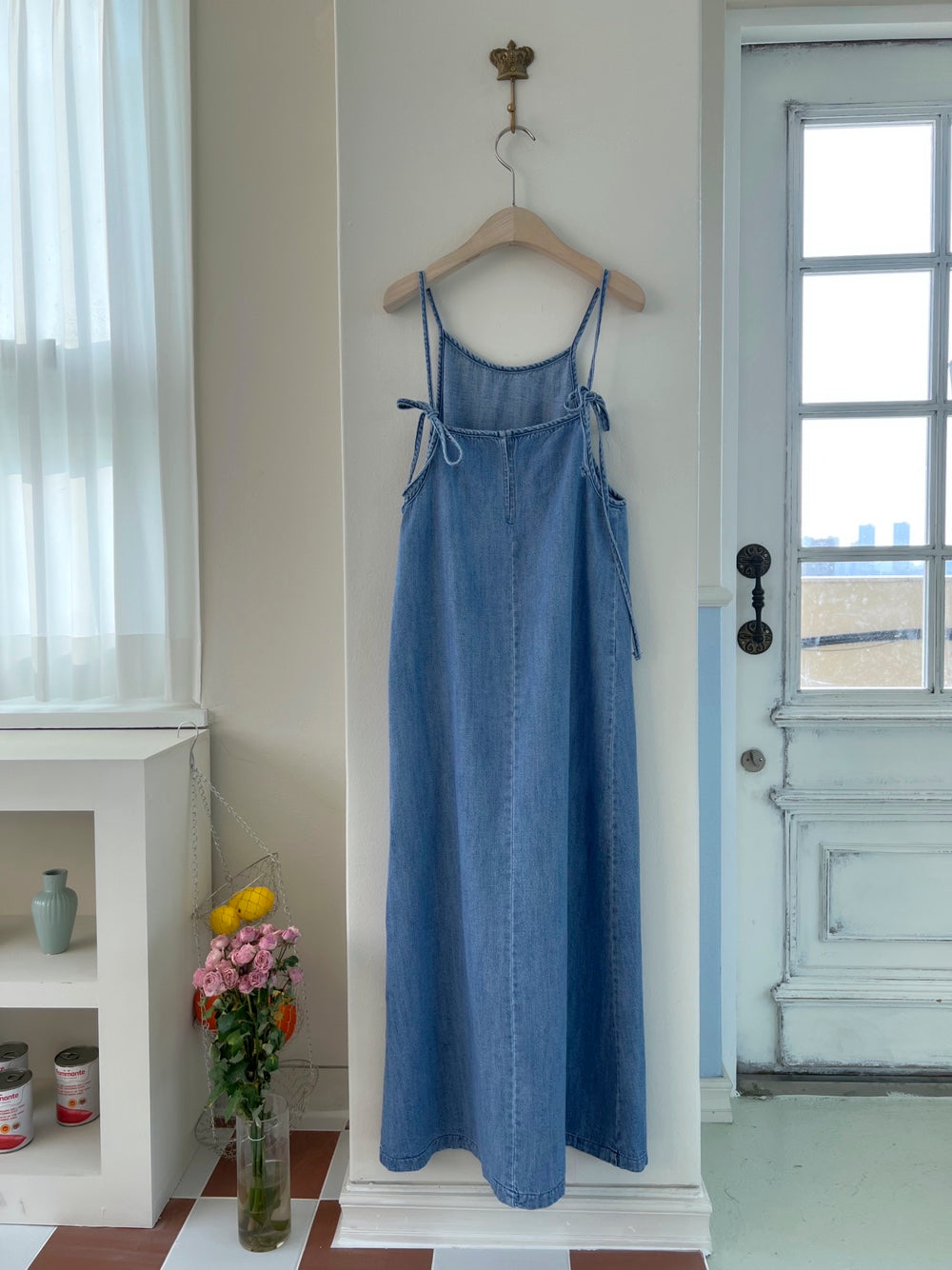 <Black Label> Away Denim Slip Maxi Dress