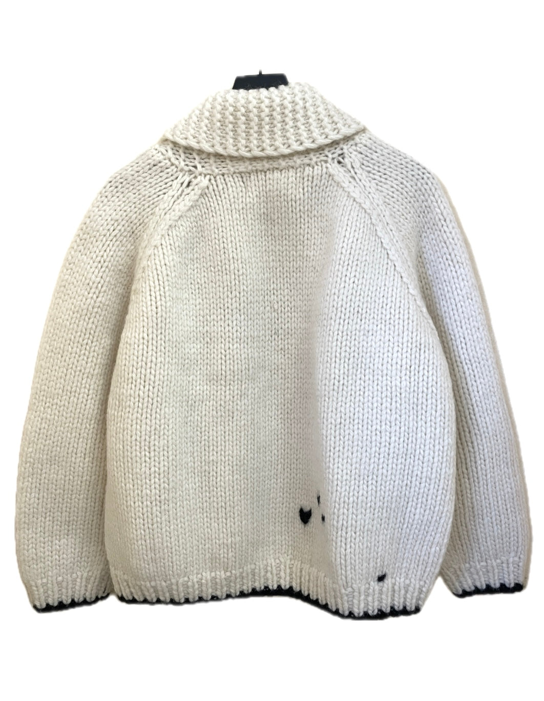 <Black>Hand Embroidered Chunky Knit Zip Up