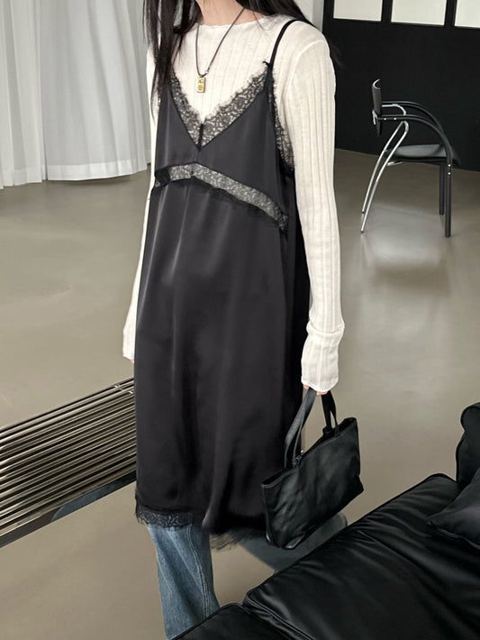 Lacey Satin Slip Dress