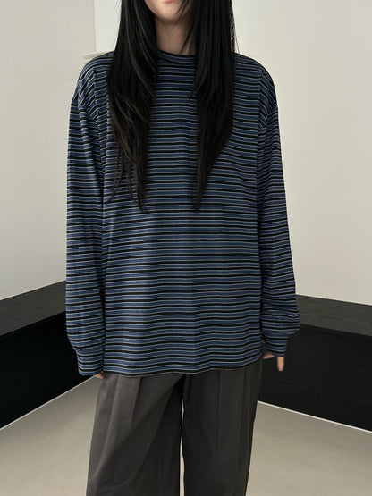 <Essential> Cotton Stripe Boyfriend T