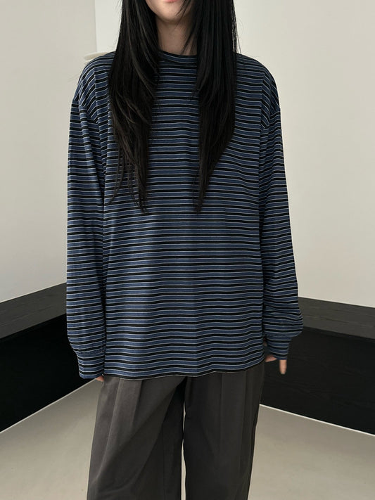 <Essential> Cotton Stripe Boyfriend T