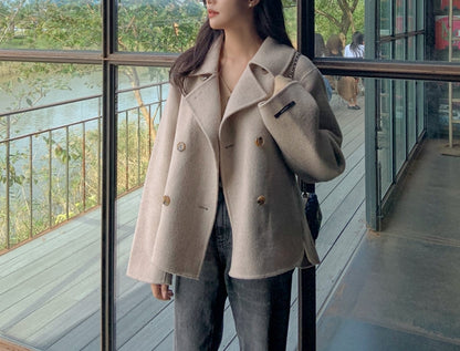 Handmade Wool Double Short Coat -1 left in Black