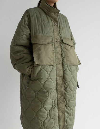 Military Quilting Long Jacket