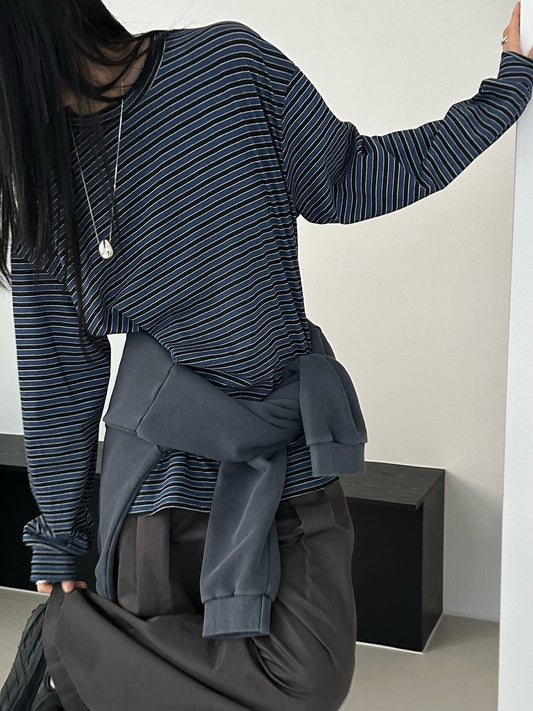 <Essential> Cotton Stripe Boyfriend T
