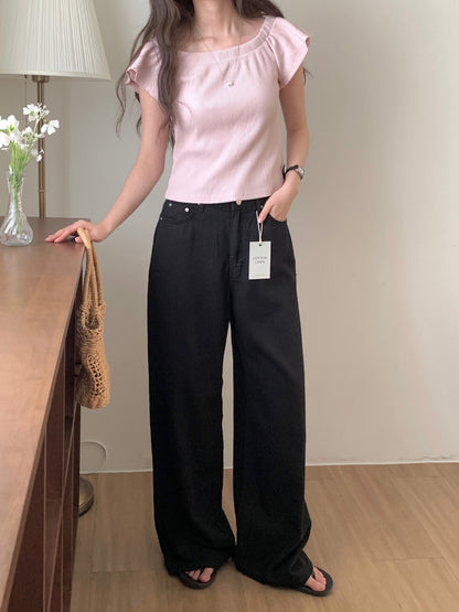 <Essential><Pre-order>Linen-like Washed 5 Pocket Pants
