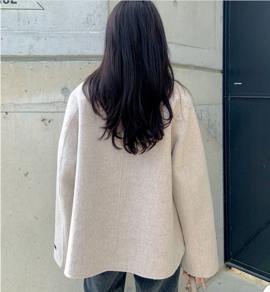 Handmade Wool Double Short Coat -1 left in Black
