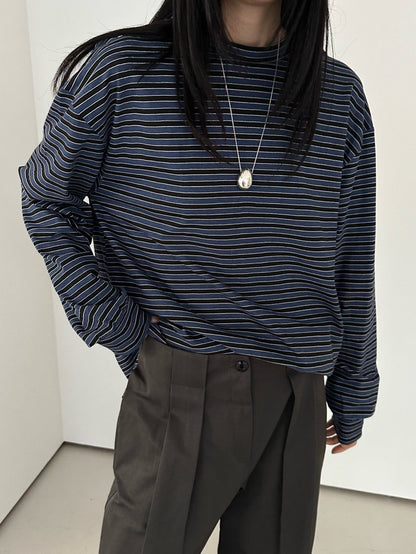 <Essential> Cotton Stripe Boyfriend T