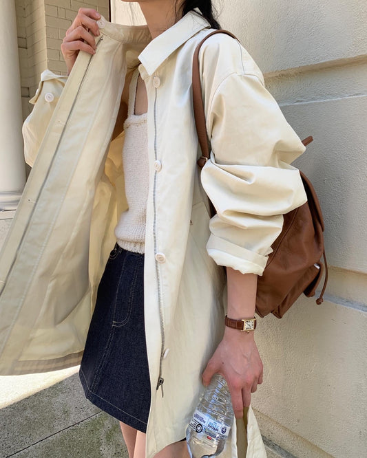 Hooded Nylon Trench Coat