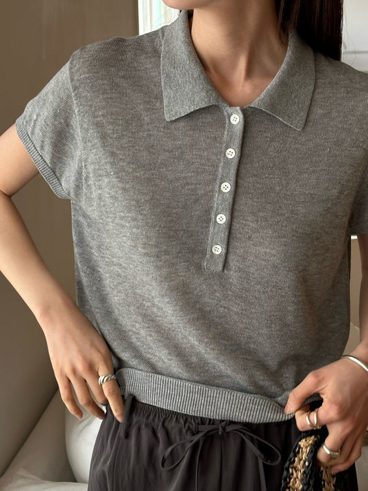 Linen Knit Polo Shirt