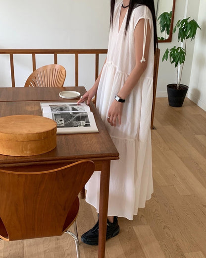 <Black Label> Rayon Dobby Maxi Dress