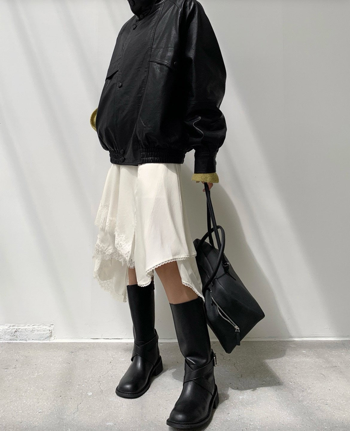 Satin Layered Skirt with Lace Trims