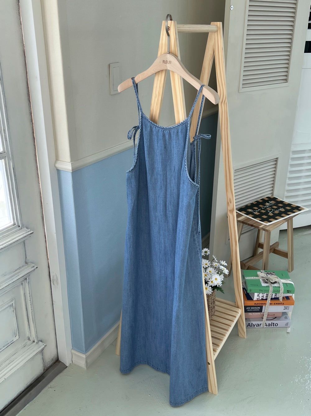 <Black Label> Away Denim Slip Maxi Dress