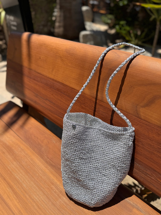 Handmade Silver Knit Bag