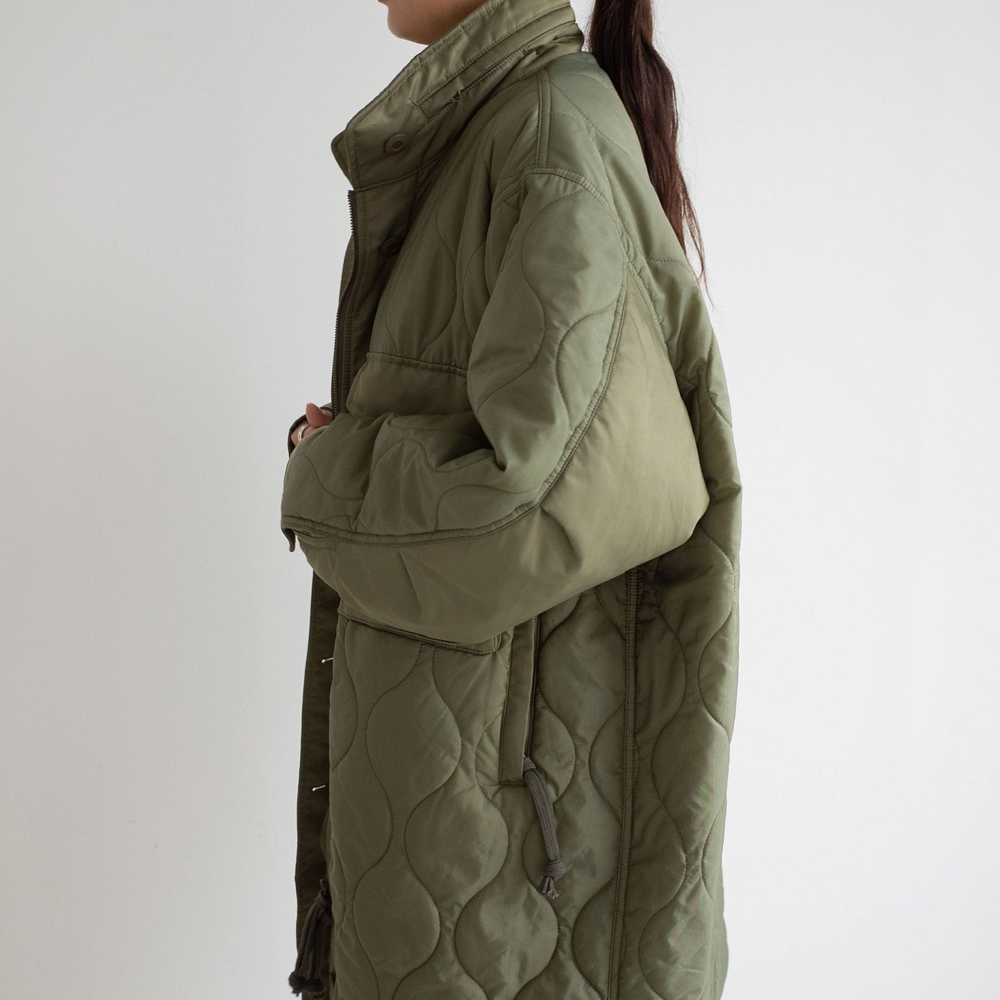 Military Quilting Long Jacket