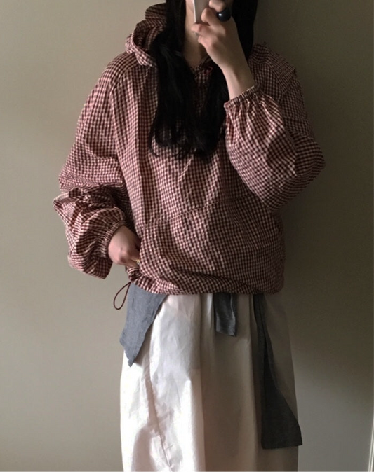 Gingham Nylon Windbreaker