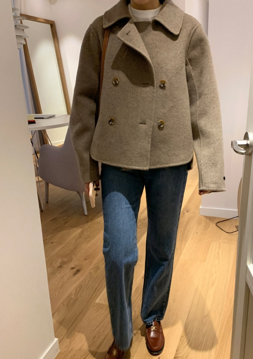 Handmade Wool Double Short Coat -1 left in Black
