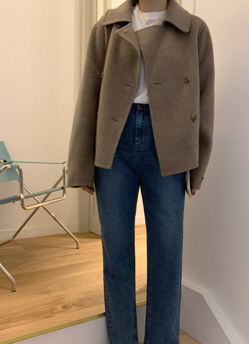 Handmade Wool Double Short Coat -1 left in Black