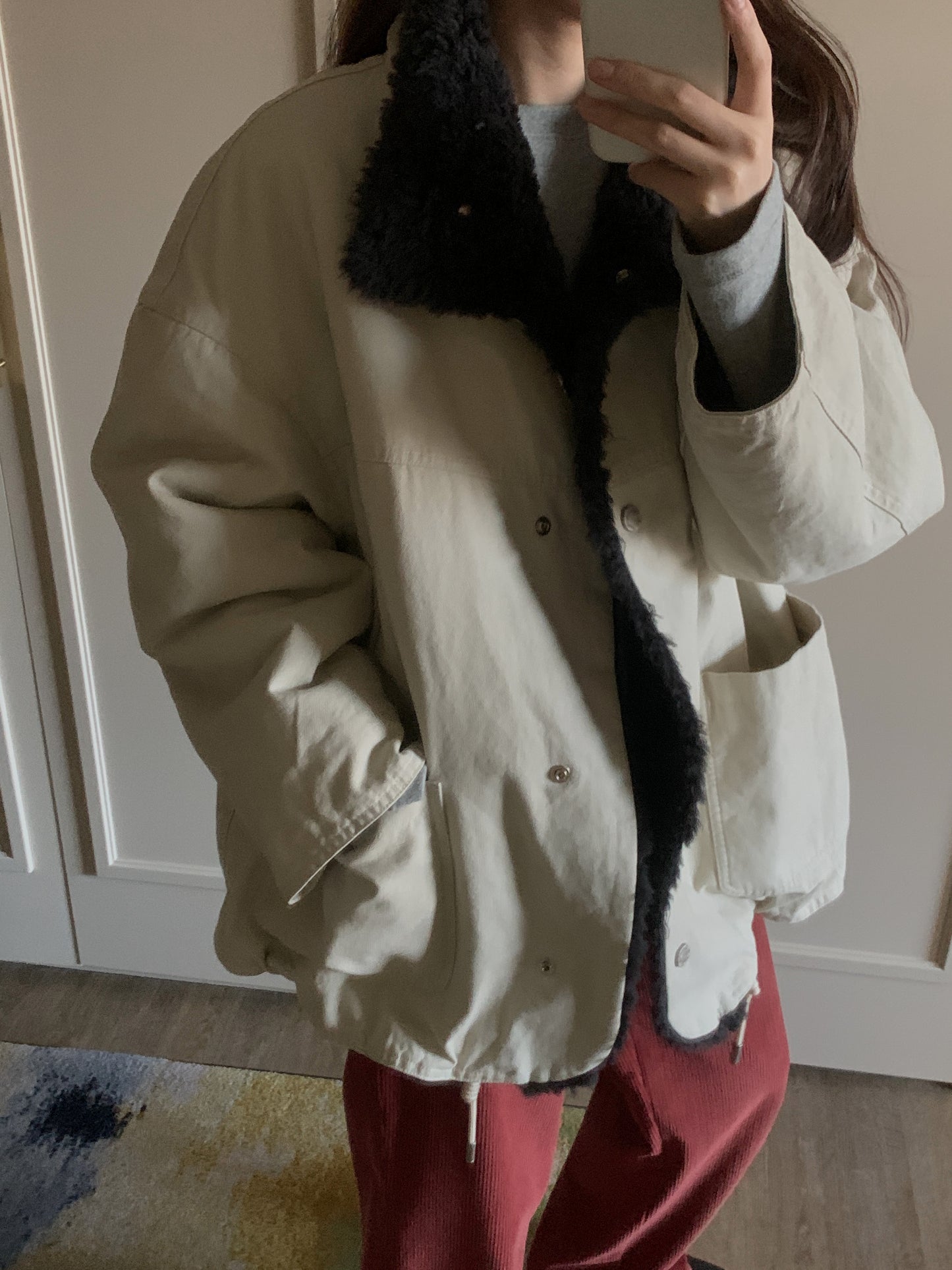 Wool Fleece Lined Reversible Jacket