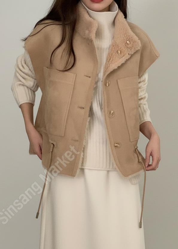 Reversible Wool Shearling Vest