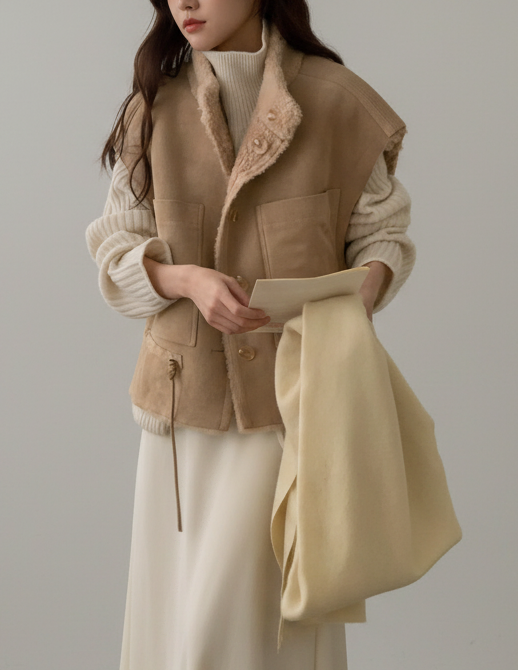 Reversible Wool Shearling Vest