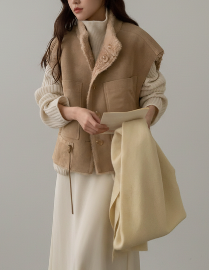 Reversible Wool Shearling Vest