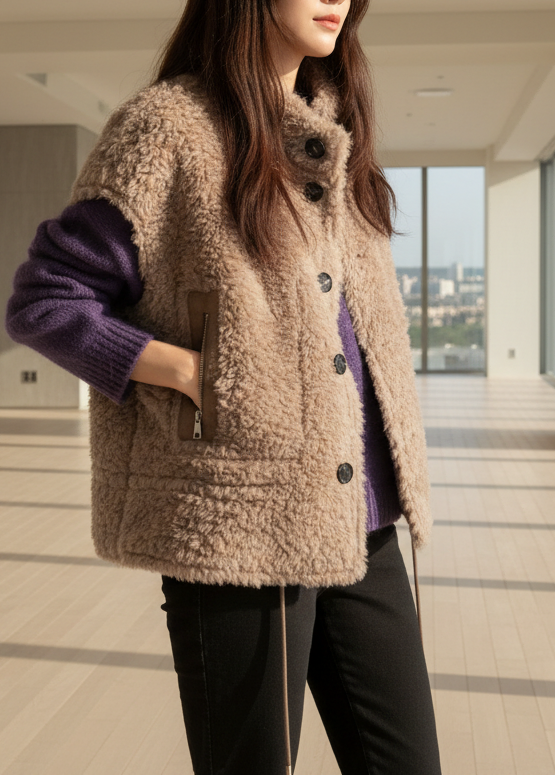 Reversible Wool Shearling Vest