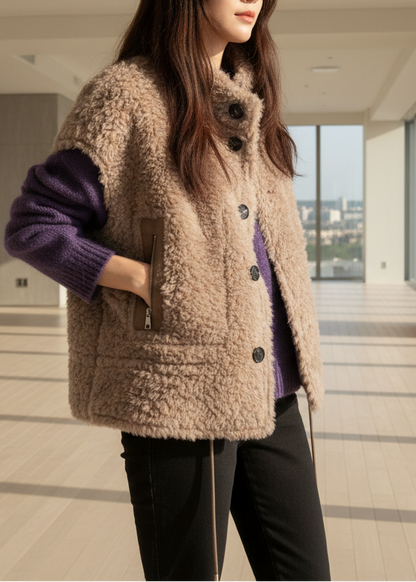 Reversible Wool Shearling Vest